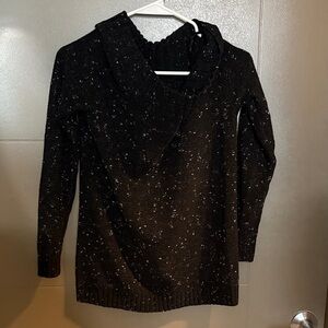 Hinge Black Speckled Cowl Neck Sweater